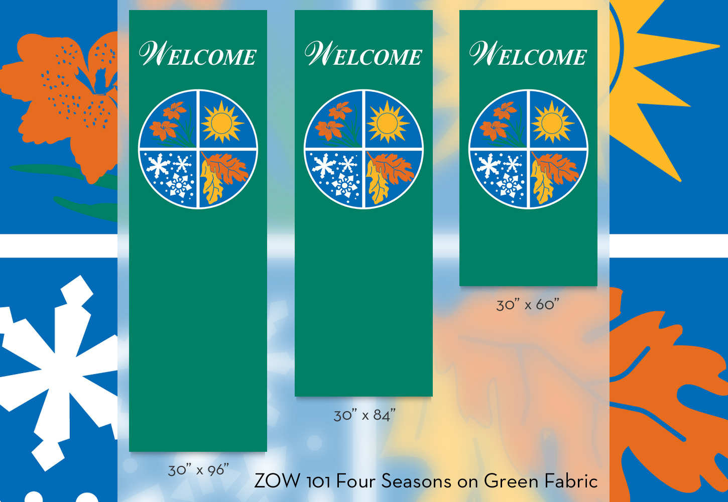 ZOW 101 Four Seasons on Green Fabric ZOW 101 Four Seasons on Green Fabric