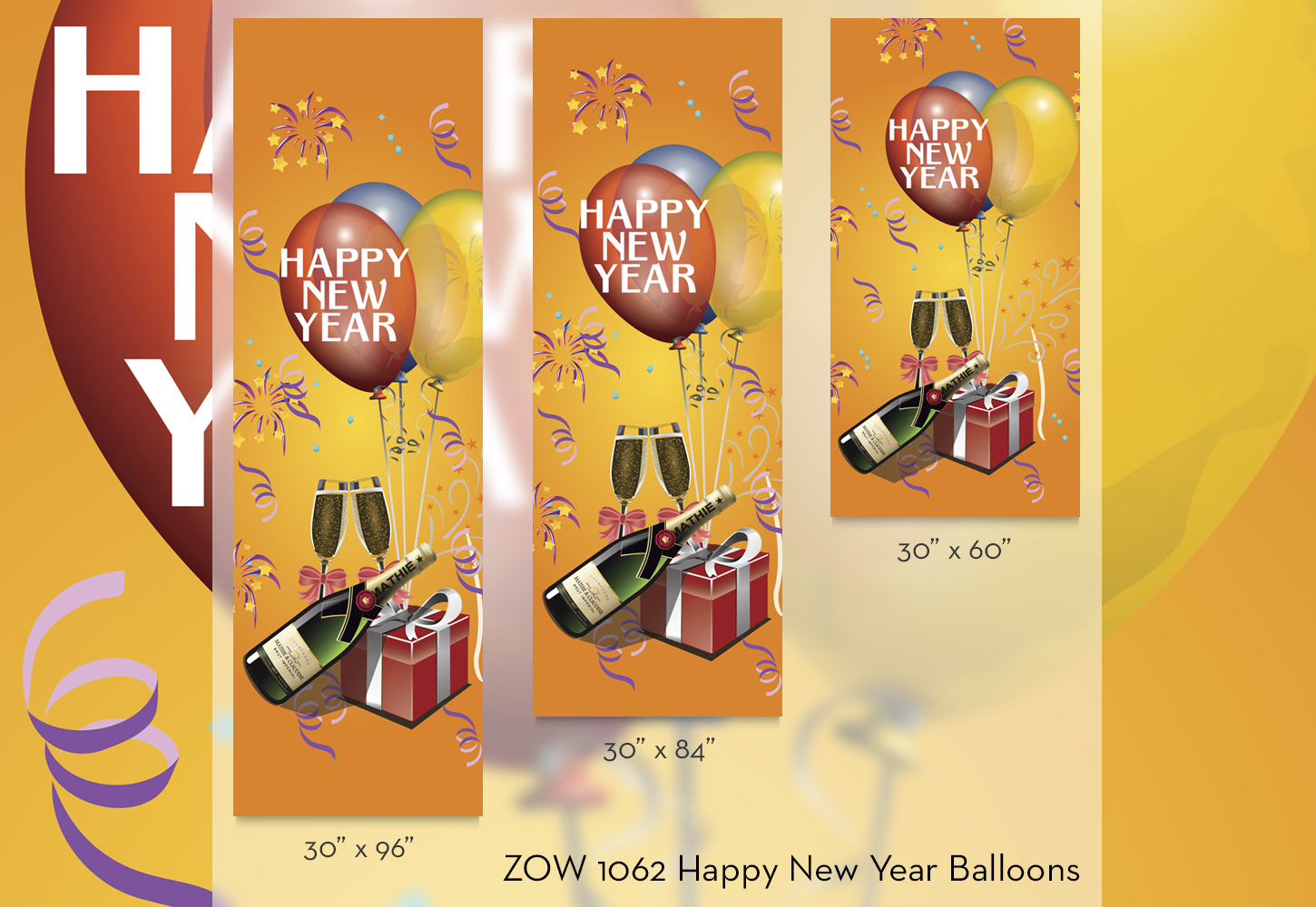 ZOW 1062 Happy New Year Balloons ZOW 1062 Happy New Year Balloons