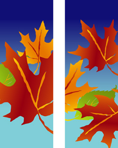 zow 502FW Fall Leaves on Blue Background