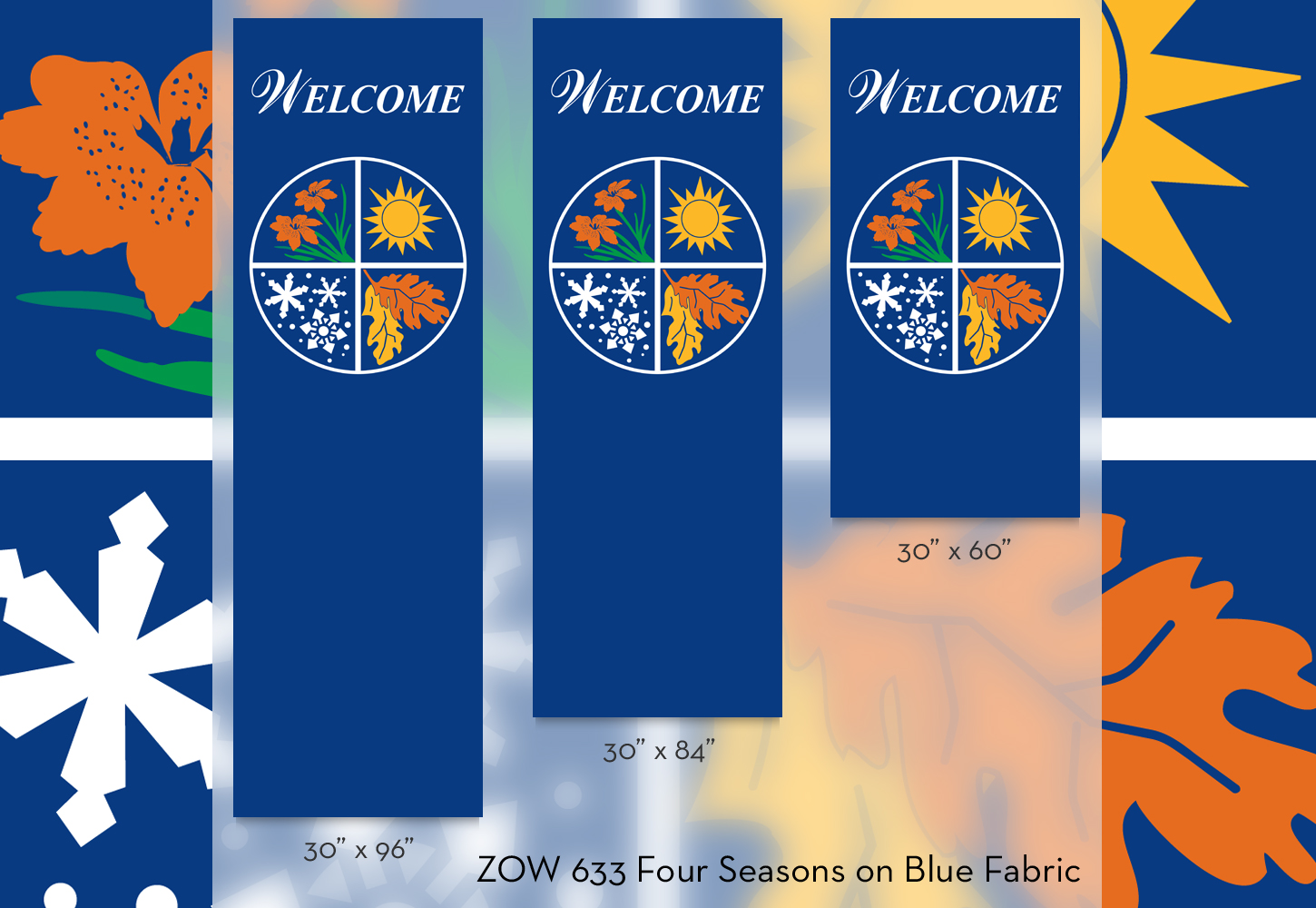 ZOW 633 Four Seasons on Blue Fabric ZOW 633 Four Seasons on Blue Fabric
