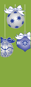 ZOW 911G Blue & Silver Ornaments on Green Background